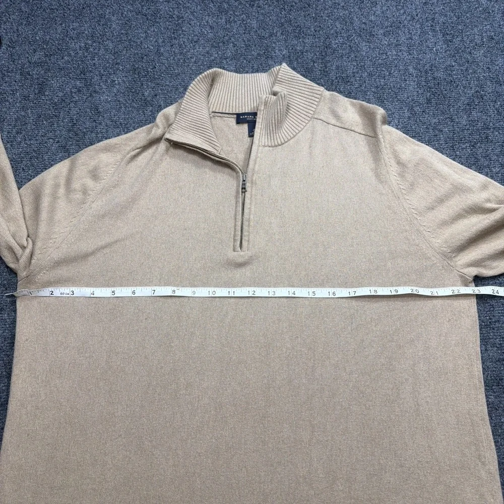 Banana Republic SILK & CASHMERE 1/4 Zip Pullover Mens L Khaki Tan Golf Luxury